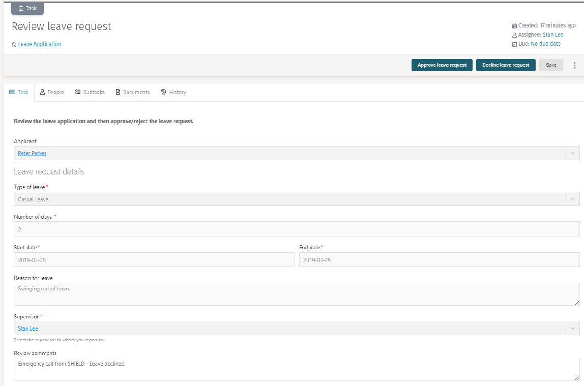 Review leave request