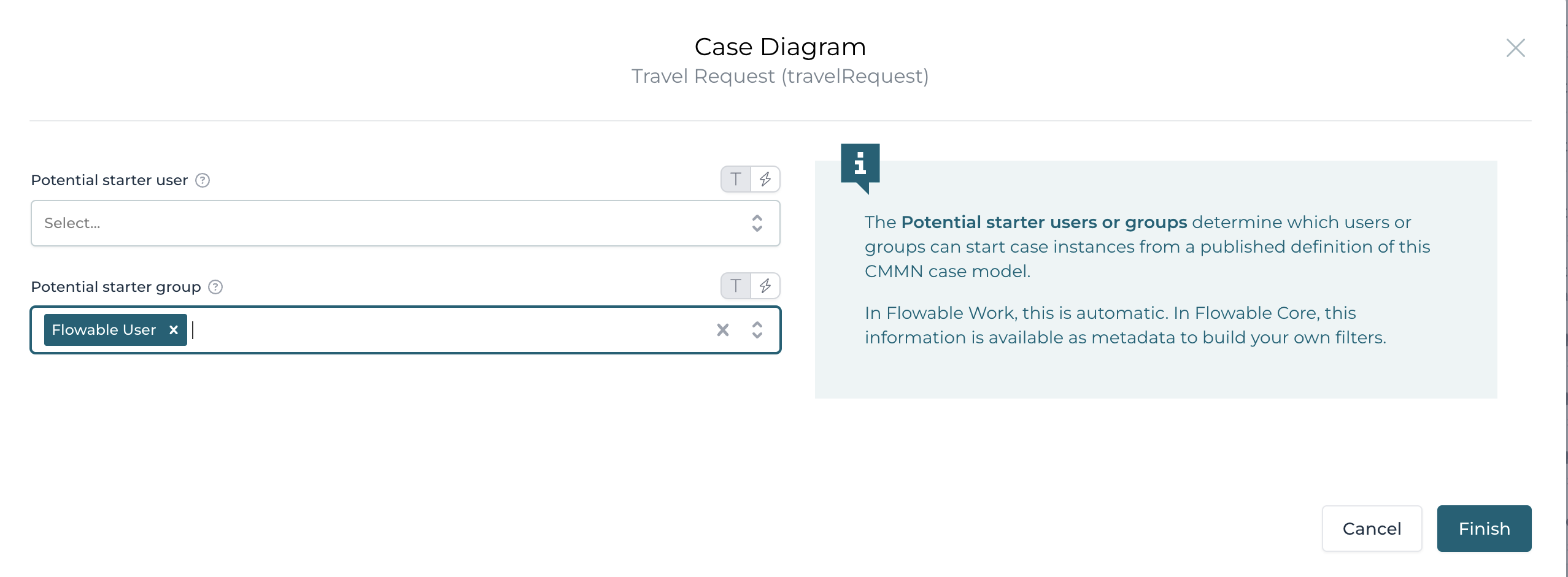 Potential starter group