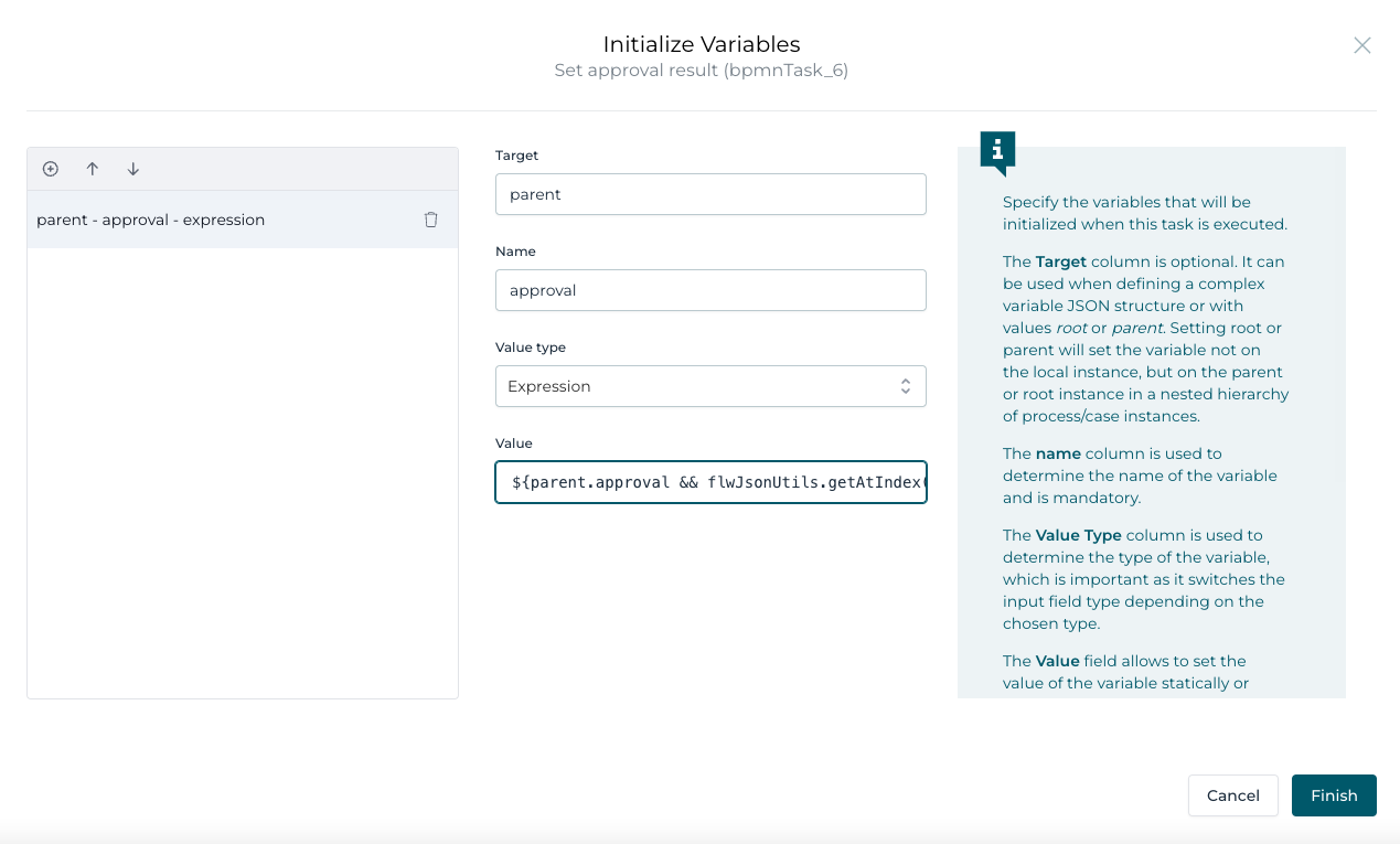 54 set approval variable