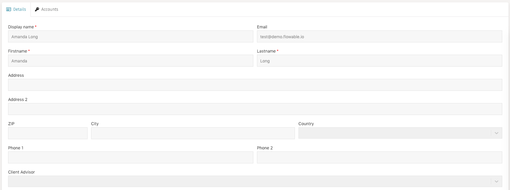 61 contacts tabs details