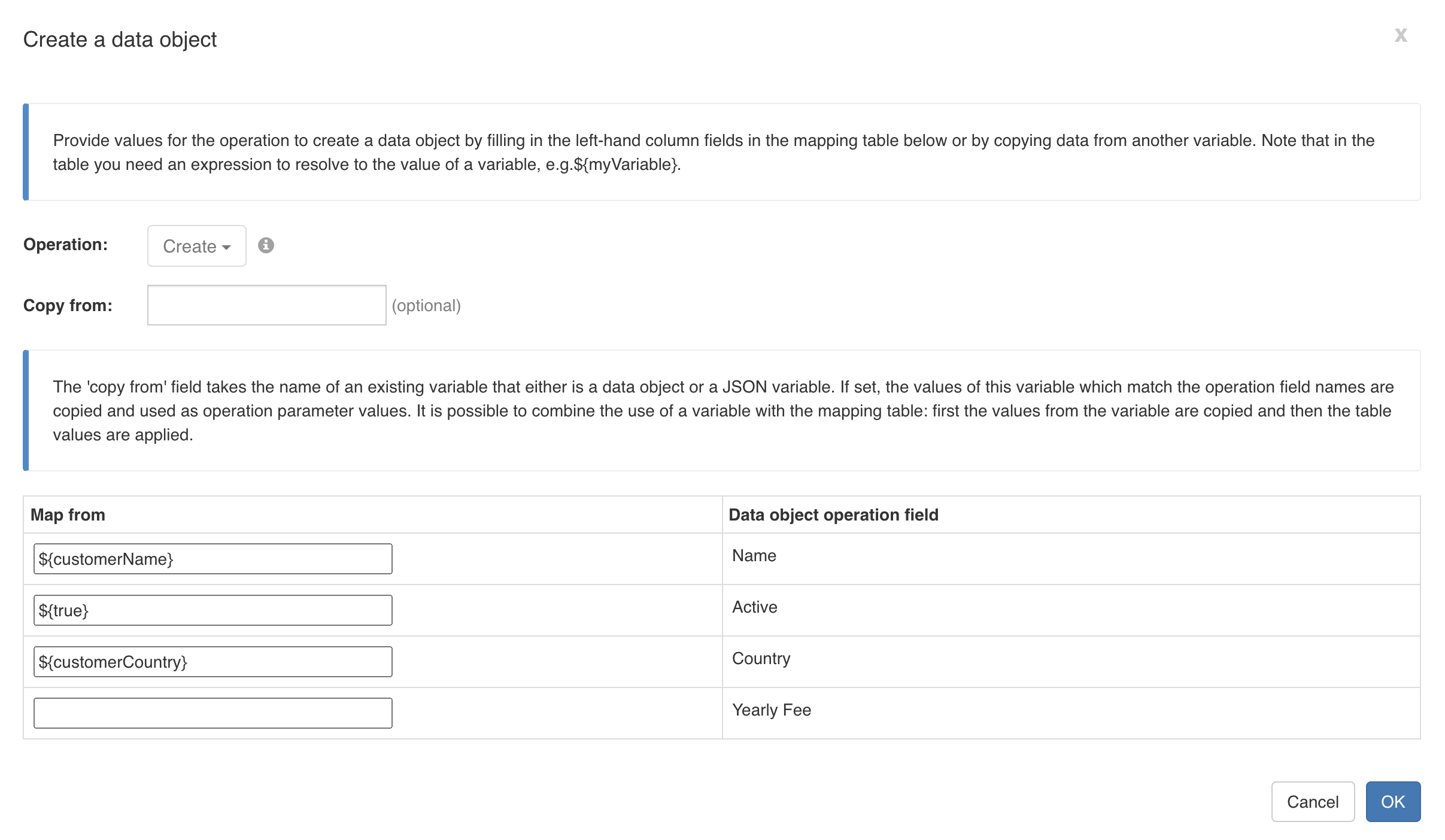 Data Object CMMN Example