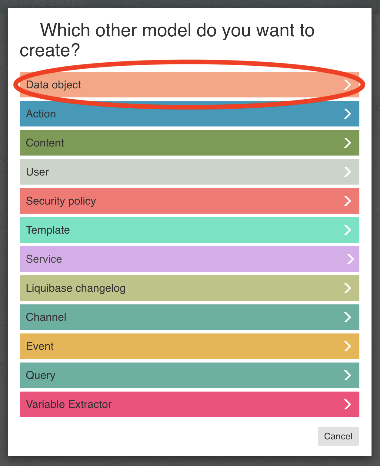 Create data object model