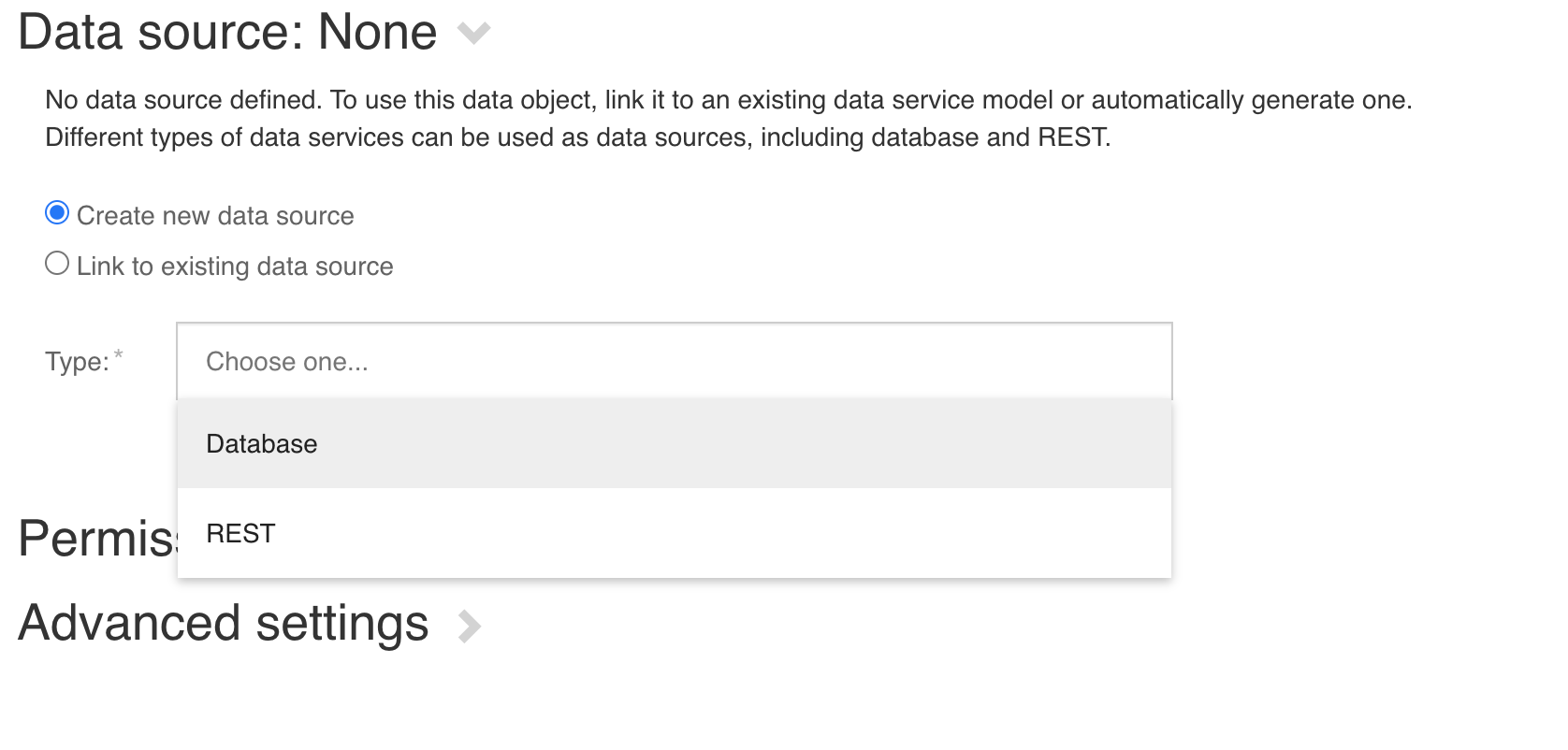 Data object database data source