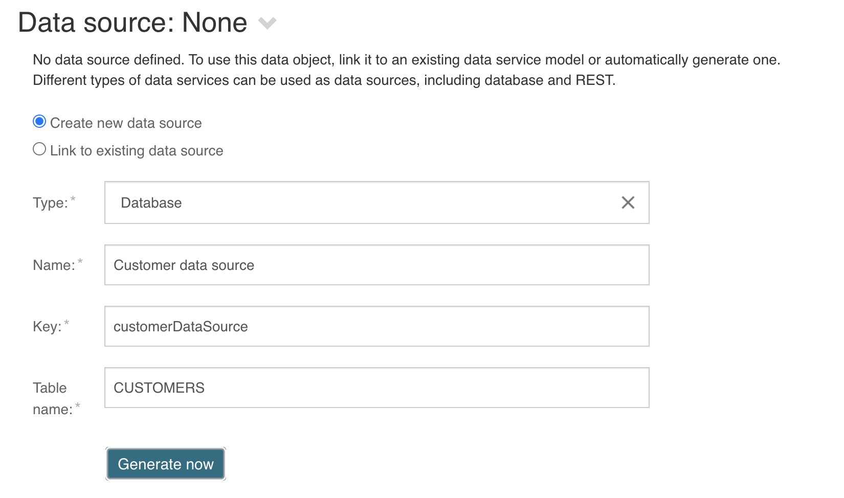 Data object database data source