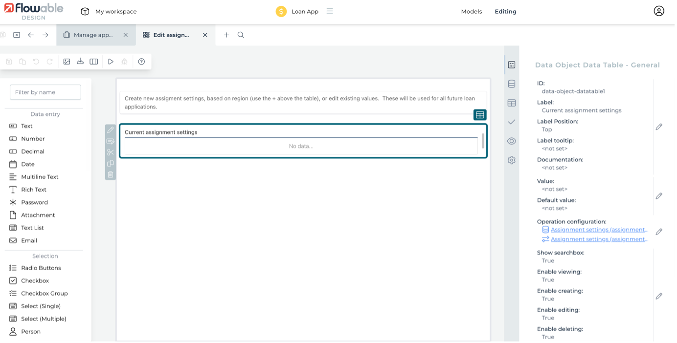 Assignment edit form