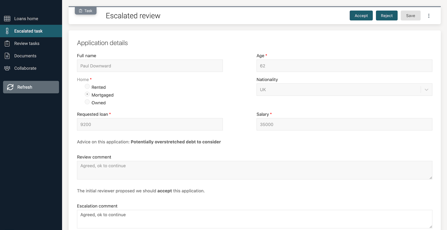 Escalation comment task