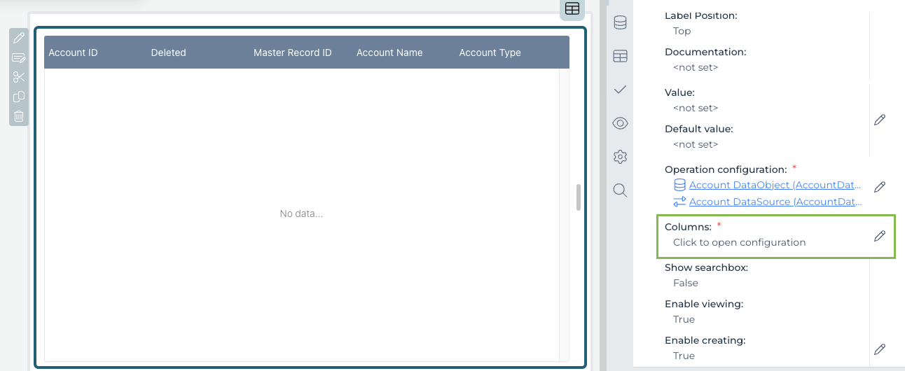 Flowable Design Admin Page Column Config 1