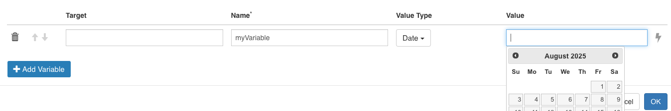 Init Variables Date Picker