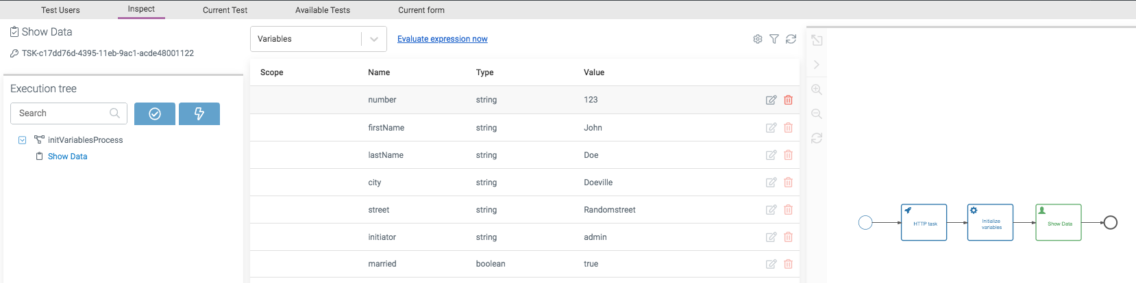 Init Variables Mapping Example Inspect