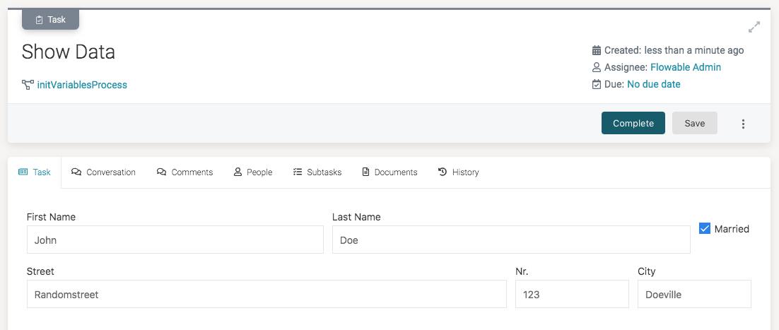 Init Variables Mapping Example Runtime