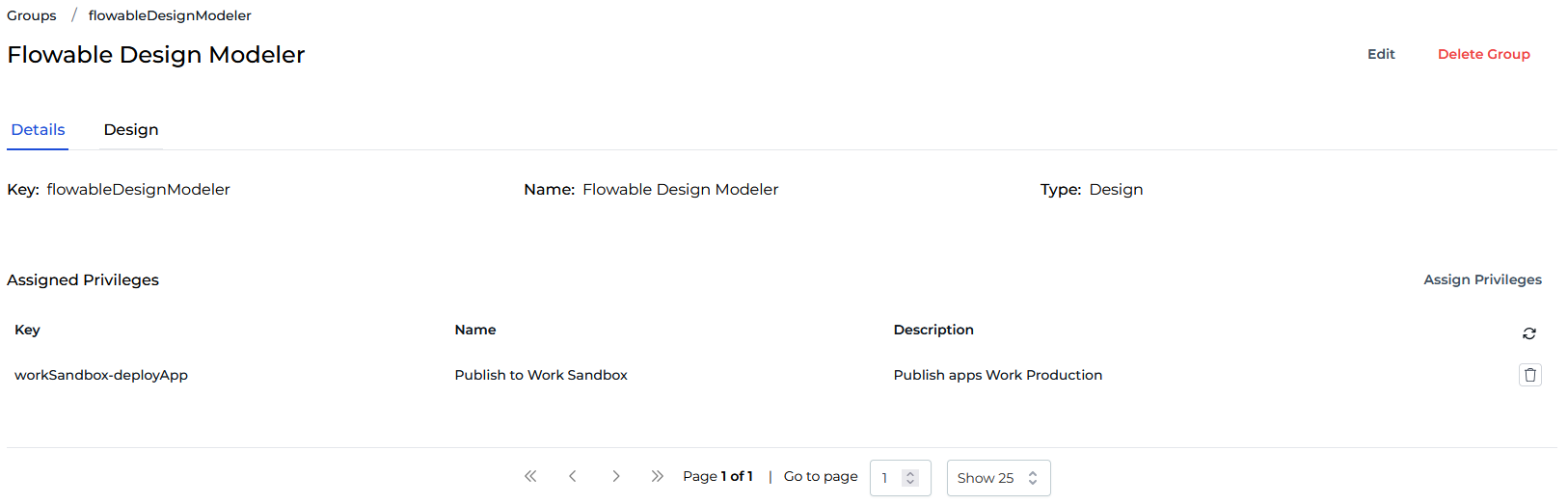 group details screen