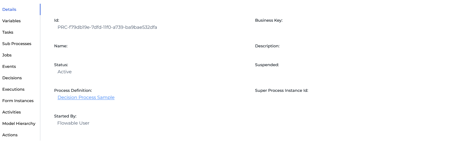 instance details tab