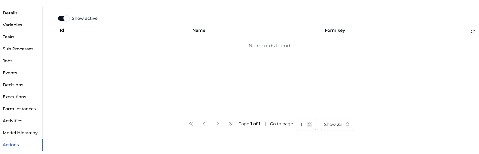 instance actions tab
