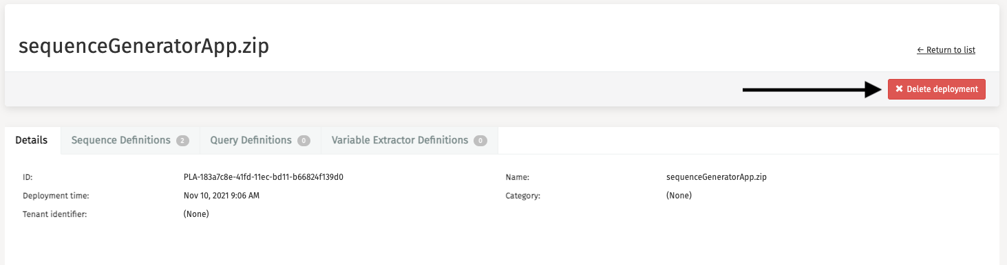 Platform Deployment Details Delete