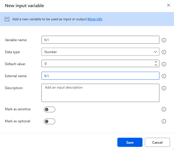 FC1 input variable example