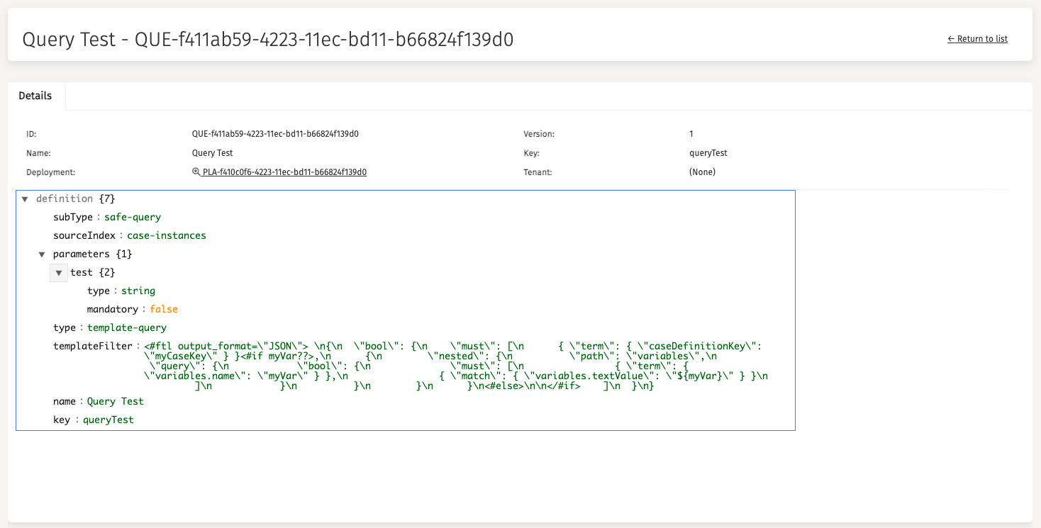 Query Definition Details