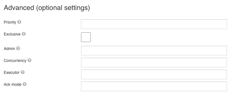 RabbitMQ Inbound Channel Advanced Configuration UI