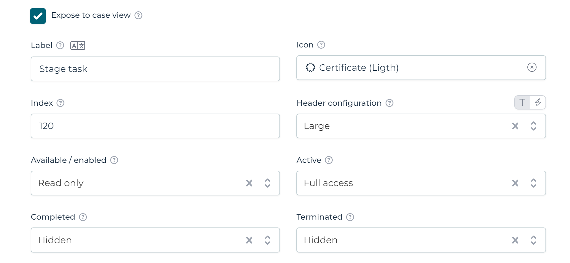850 design expose to case view