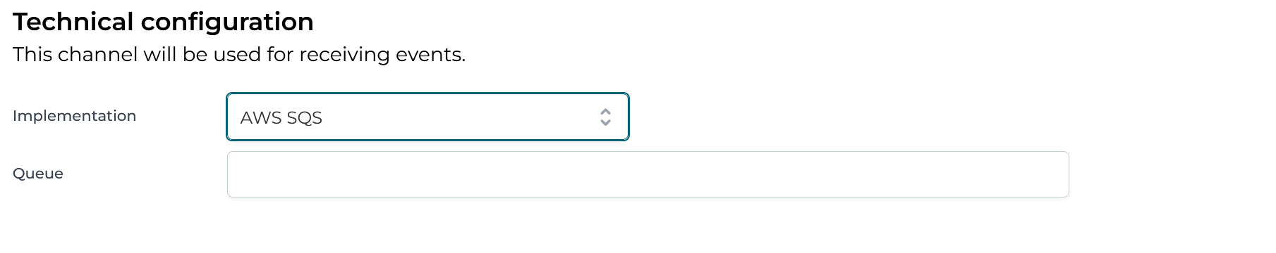 AWS SQS Inbound Channel Technical Configuration UI