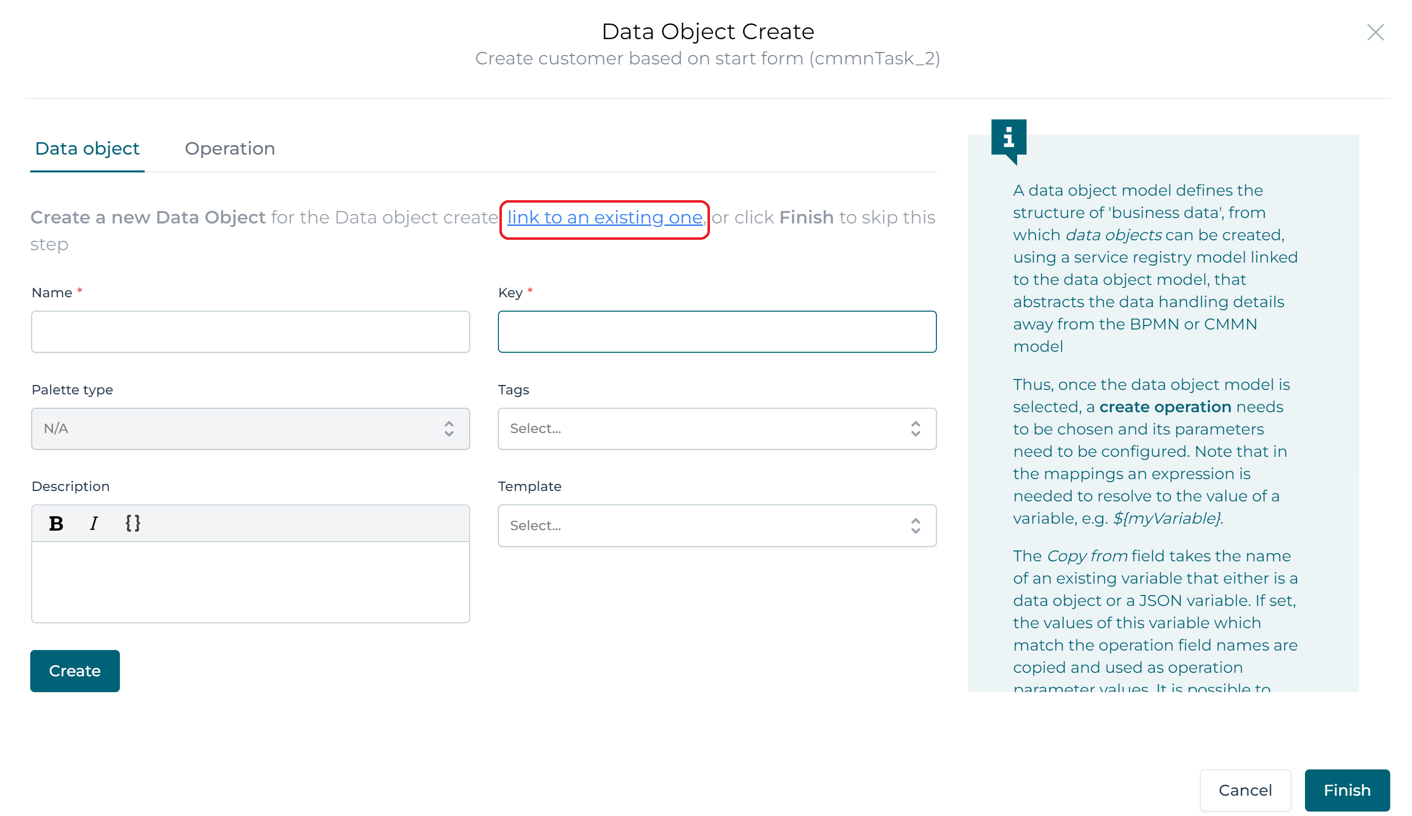 Data Object CMMN Example