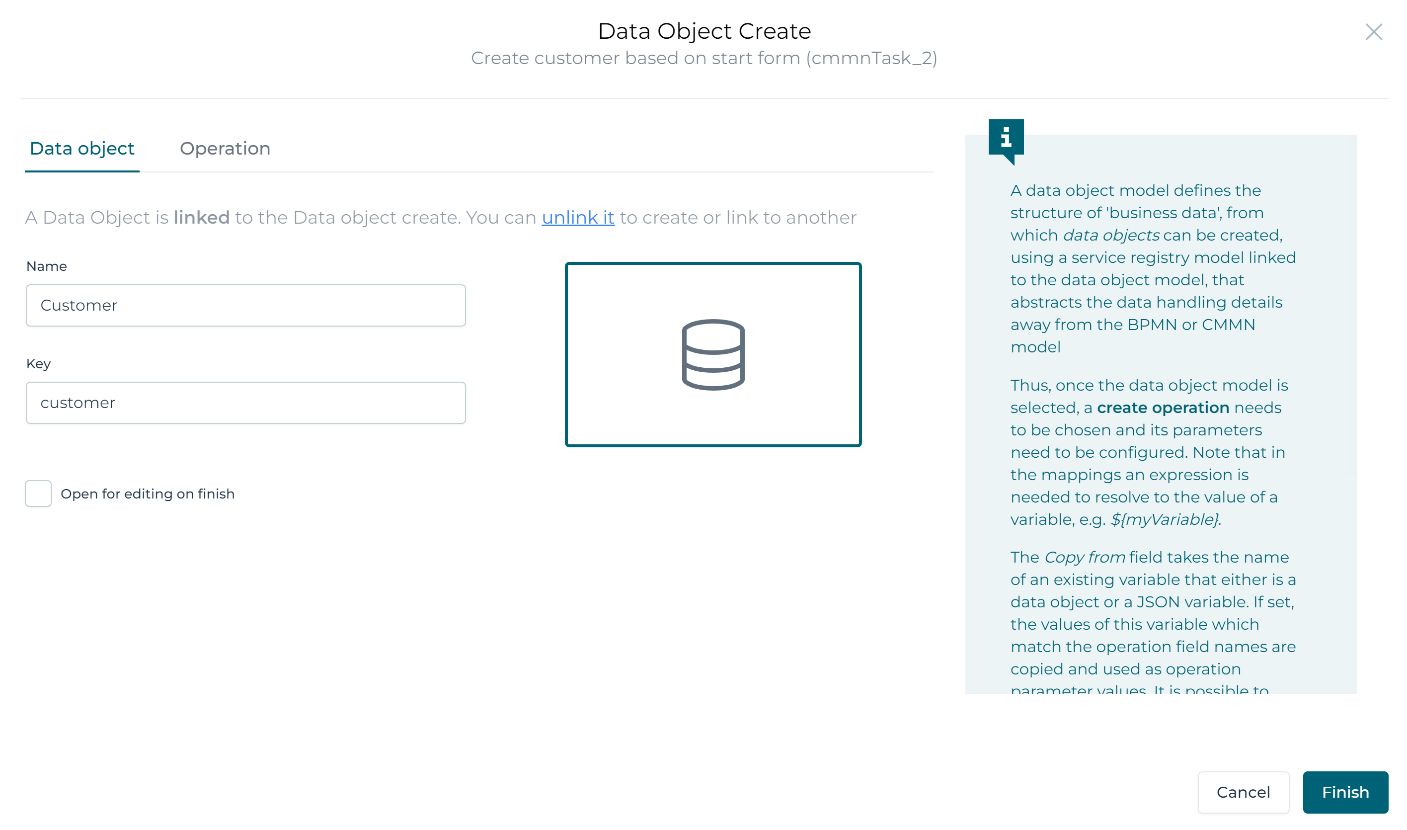 Data Object CMMN Example
