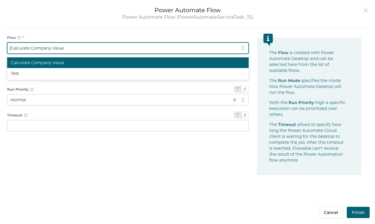 Select the Power Automate Flowable in Flowable Work
