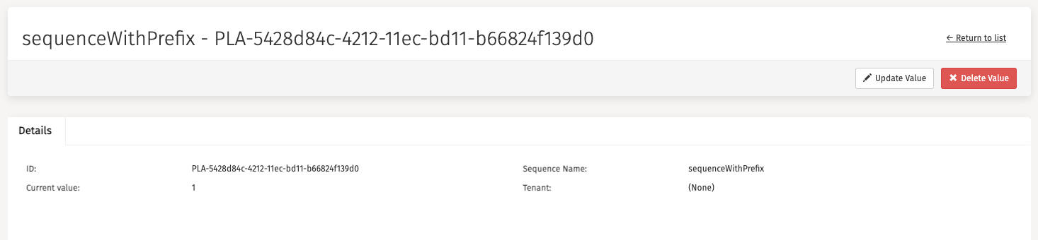 Sequence Value Details