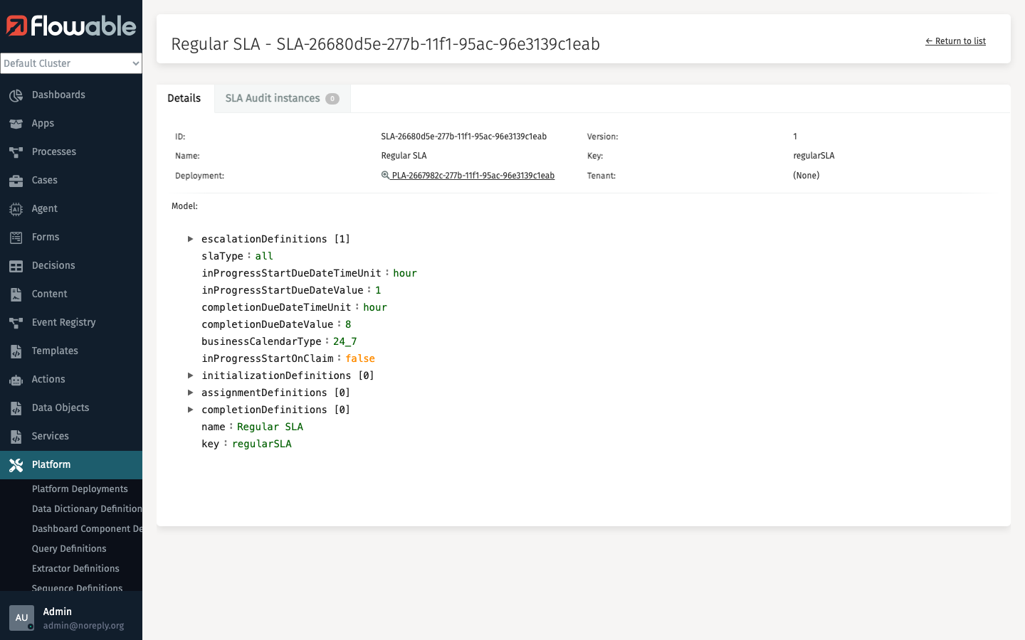 SLA Definition Details